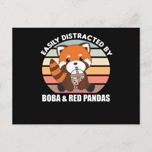 Bubble Tea Red Panda Chocolate Cute Animals Boba Postcard