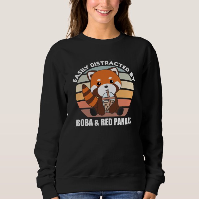 Bubble Tea Red Panda Chocolate Cute Animals Boba Sweatshirt (Front)