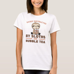 Bubble Tea Sloth Chocolate Cute Animals Boba T-Shirt