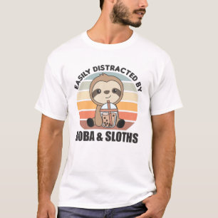 Bubble Tea Sloth With Chocolate Cute Animals T-Shirt