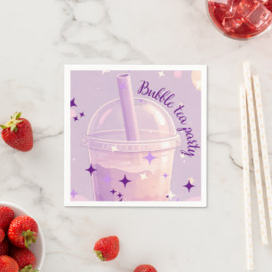 bubble tea space party napkin