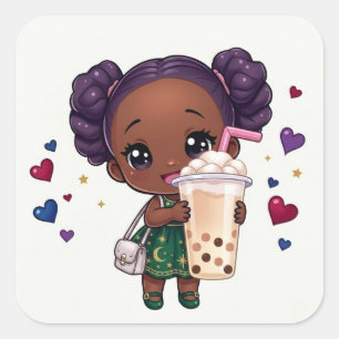 Bubble Tea Square Sticker