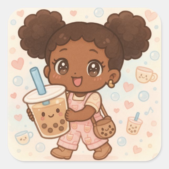 Bubble Tea  Square Sticker (Front)