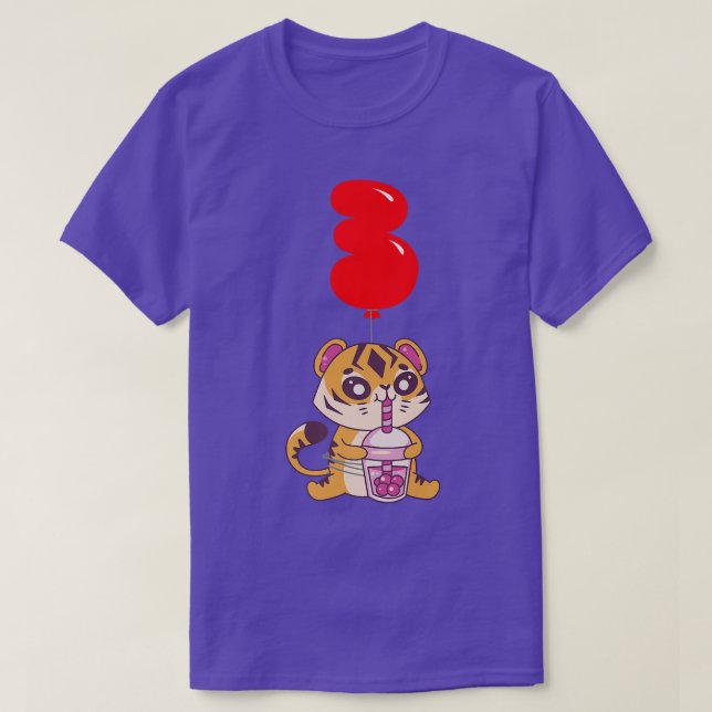 Bubble Tea Tiger - 3rd Birthday - Kids Balloon Par T-Shirt (Design Front)