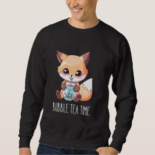 Bubble Tea Time - Cute Fox Drinking Boba Tea Sweatshirt