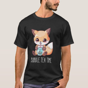 Bubble Tea Time - Cute Fox Drinking Boba Tea T-Shirt