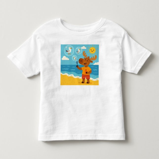Bubble Trouble – Funny Moose Bubble Toddler T-Shirt (Front)