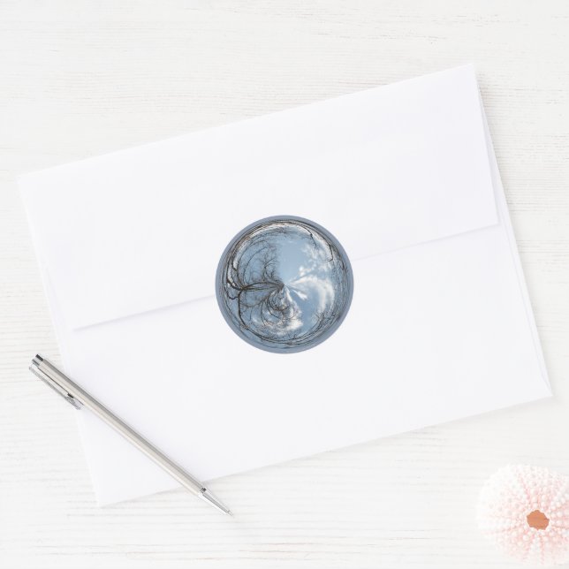 bubble view of the sky with oak tree classic round sticker (Envelope)