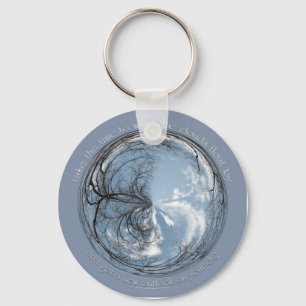 bubble view of the sky with oak tree - clouds key ring