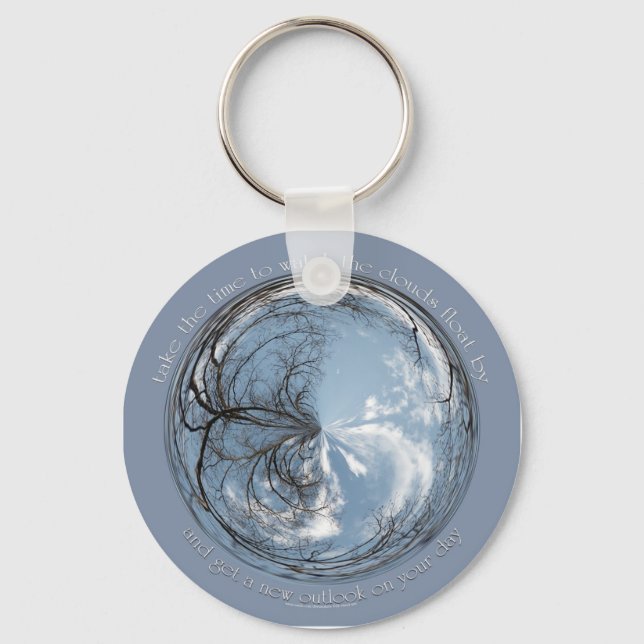 bubble view of the sky with oak tree - clouds key ring (Front)