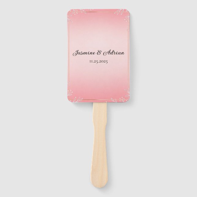 Bubblegum Blush Wedding Hand Fan (Front)