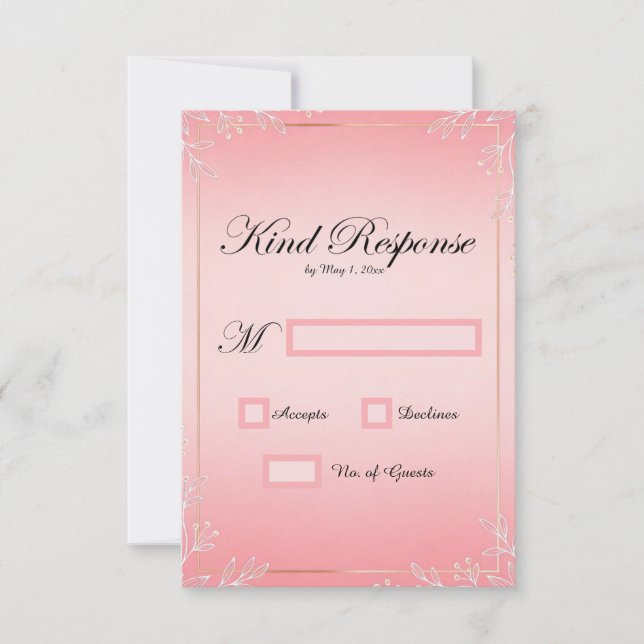 Bubblegum Blush Wedding RSVP Cards (Front)