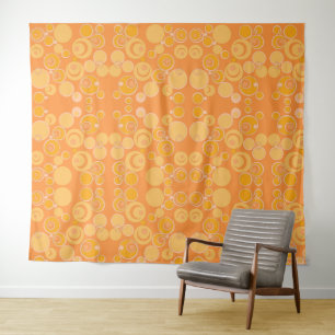 Bubblegum Bubbles Everywhere Orange Tapestry