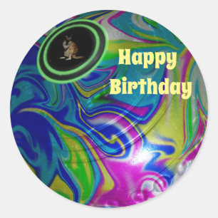Bubblegum Lawn Bowl, Round Birthday Stickers