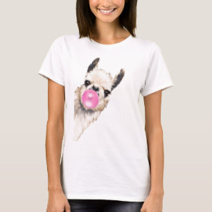 Bubblegum Llama Watercolor Graphic – Cute  T-Shirt