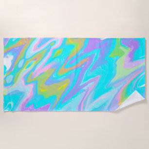 Bubblegum Marble Texture Liquid Paint Mixture Beach Towel