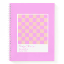 Bubblegum/Peach Modern Checkerboard Notebook