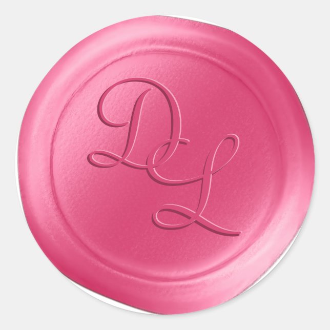 Bubblegum Pink 2 Letter Monogram Wax Seal Stickers (Front)
