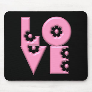 Bubblegum Pink 3D LOVE Square Mouse Pad