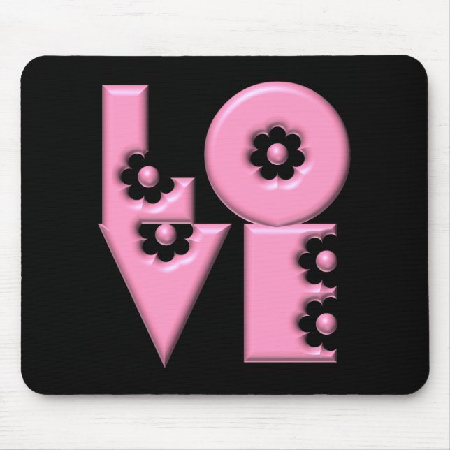 Bubblegum Pink 3D LOVE Square Mouse Pad (Front)