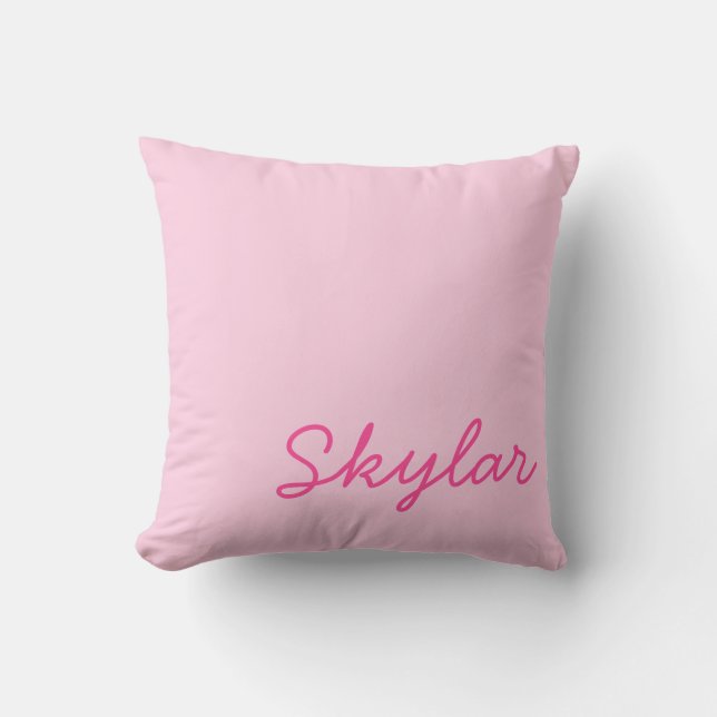 Bubblegum Pink and Hot Pink Custom Name Monogram Cushion (Front)