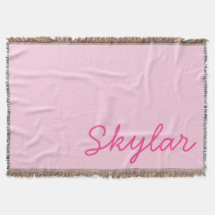 Bubblegum Pink and Hot Pink Custom Name Monogram Throw Blanket