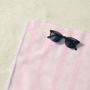 Bubblegum Pink And Lavender Blush Gingham Pattern Beach Towel