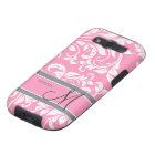 Bubblegum Pink and white floral damask w/ monogram