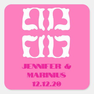 Bubblegum Pink and White Hearts Square Sticker