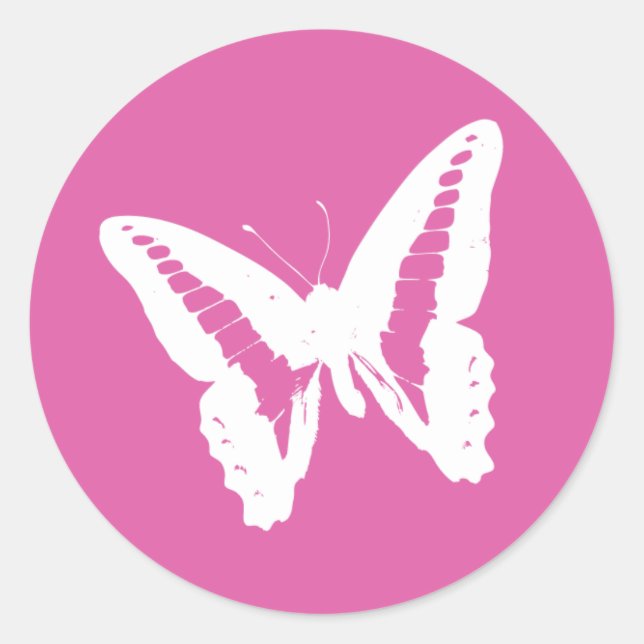 Bubblegum Pink Butterfly Envelope Sticker Seal (Front)