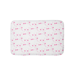Bubblegum Pink Flowers, Small Floral Print Bath Mat