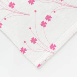 Bubblegum Pink Flowers, Small Floral Print Fleece Blanket