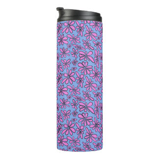 Bubblegum pink free spirit floral small scale thermal tumbler
