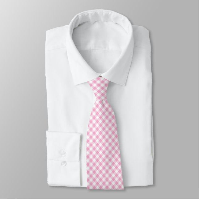 Bubblegum Pink Gingham Tie (Tied)