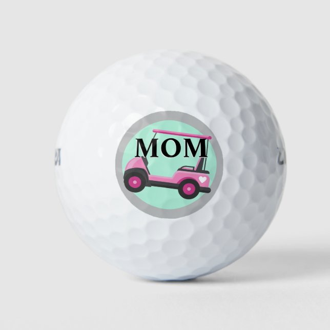 Bubblegum Pink Golf Cart Mum's Golf Balls (Front)