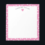 Bubblegum Pink Heart & Dots Cute Girly Notepad<br><div class="desc">This design features space for a name in a pretty curve over a simple heart graphic on a pink background with tiny white dots. Click the customise button if you would like to move/scale the images and further modify the text! Variations of this design, additional colours, as well as coordinating...</div>