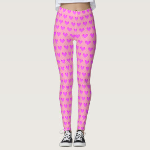 Bubblegum Pink Lilac Love Hearts Valentines Print Leggings