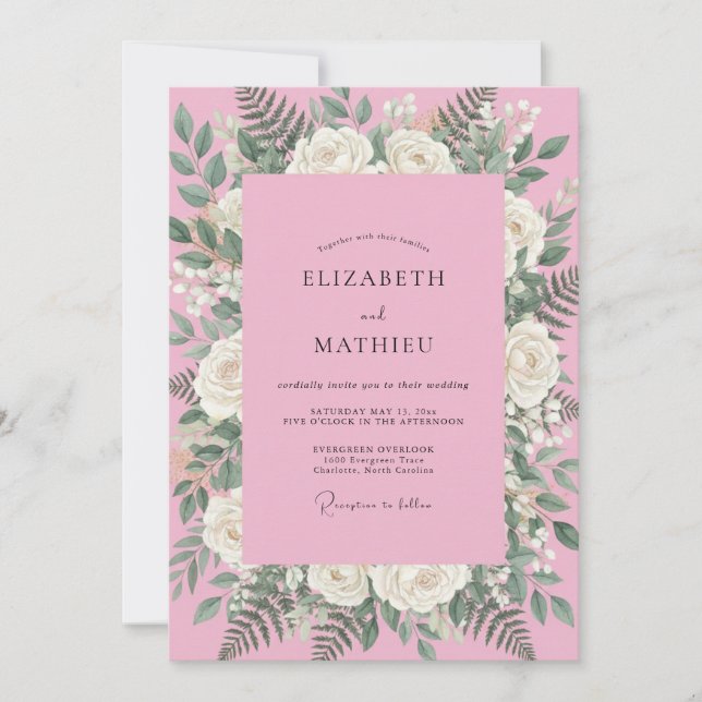 Bubblegum Pink Petal Wedding Invitation (Front)