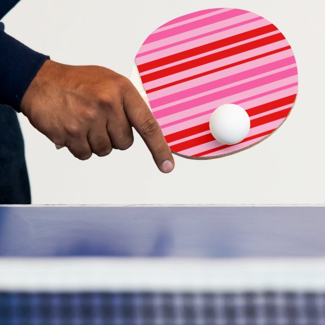 Bubblegum Pink Red Vertical Stripes Design   Ping Pong Paddle (Insitu)
