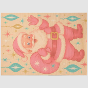 Bubblegum Pink Santa Retro Mid-Century Christmas Tissue Paper