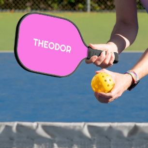 Bubblegum Pink Simple Name Trendy Minimalist Pickleball Paddle
