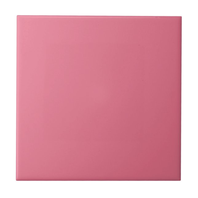 Bubblegum Pink Solid Colour Print, Rouge Blush Pin Ceramic Tile (Front)