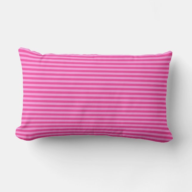 Bubblegum Pink Striped Stripes Lumbar Cushion (Front)