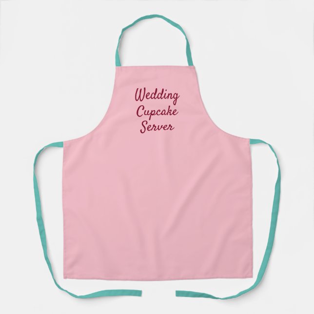 Bubblegum pink, teal, cupcake wedding server apron (Front)