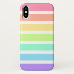 Bubblegum rainbow and white stripes iPhone x case