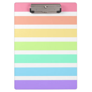 Bubblegum rainbow and white stripes clipboard