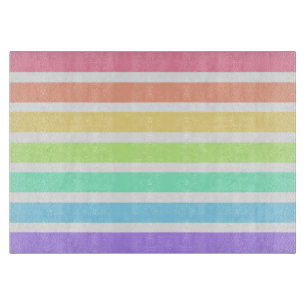 Bubblegum rainbow and white stripes cutting board
