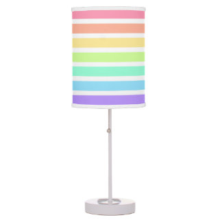 Bubblegum rainbow and white stripes desk lamp
