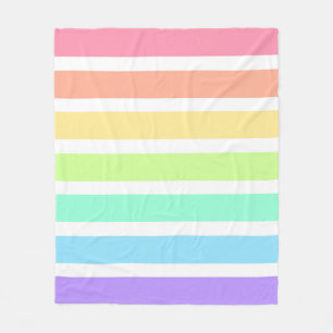 Bubblegum rainbow and white stripes fleece blanket
