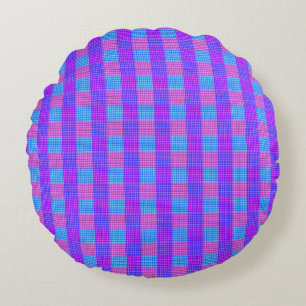 Bubblegum Tartan Print, Round Cushion